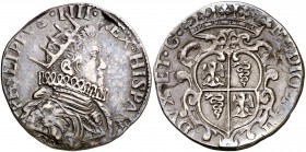 1630. Felipe IV. Milán. 1 ducatón. (Vti. 21) (MIR. 316/6). 31,48 g. Con ángel en el pecho. Ex Áureo 14/01/1992, nº 514. Rara. MBC.
