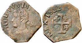 1622. Felipe IV. Nápoles. MC. 1 grano. (Vti. 256) (MIR. 258/1). 5,54 g. Ex Áureo 14/01/1992, nº 503. MBC-.