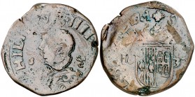 1637. Felipe IV. Nápoles. GA/C. 1 grano. (Vti. 273) (MIR. 261/1). 10,22 g. Escasa. BC.