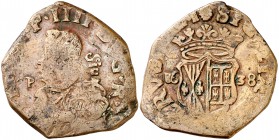 1638. Felipe IV. Nápoles. GA/C. 1 grano. (Vti. 269) (MIR. 260/4). 10,56 g. Rara. BC/MBC-.