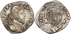 1622. Felipe IV. Nápoles. MC/C. 1 tari. (Vti. 319) (MIR. 245/3). 5,91 g. N bajo el busto. Bonita pátina. Ex Colección Rocaberti, Áureo 19/05/1992, nº ...