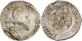 16(23). Felipe IV. Nápoles. B/C. 1 tari. (Vti. 321) (MIR. 245/7). 5,87 g. P bajo el busto. Bella. Ex Áureo 26/04/1994, nº 744. Rara. MBC+.