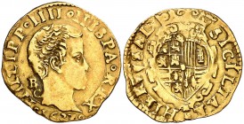 1623. Felipe IV. Nápoles. B/C. 1 escudo. (Vti. 344) (MIR. 237/6). 3,30 g. Ex Áureo 21/05/1997, nº 358. Rara. MBC.