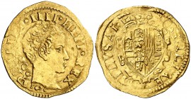 1626. Felipe IV. Nápoles. M/C/C. 1 escudo. (Vti. 347) (MIR. 237/11). 3,37 g. Parte de brillo original. Rara. EBC-.