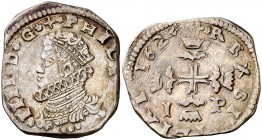 1624. Felipe IV. Messina. I-P. 3 tari. (Vti. 135) (MIR. 356/4). 7,78 g. Bella. Preciosa pátina. Escasa así. MBC+.