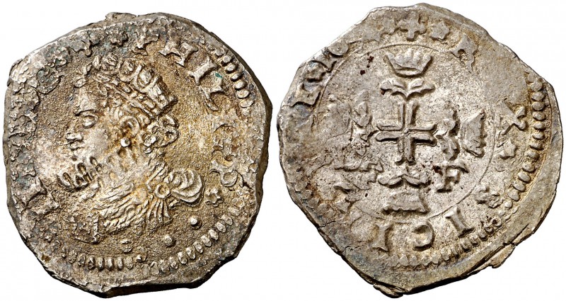 1644. Felipe IV. Messina. DF-F. 3 tari. (Vti. 147) (MIR. 356/15). 7,96 g. Leves ...