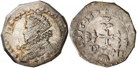 1646. Felipe IV. Messina. IP-MP. 3 tari. (Vti. 150) (MIR. 356/18). 7,91 g. Parte de brillo original. Escasa así. EBC-.