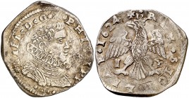 1624. Felipe IV. Messina. I-P. 4 tari. (Vti. 171) (MIR. 355/4). 10,44 g. Pátina. Escasa así. MBC+.