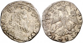 1626. Felipe IV. Messina. I-P. 4 tari. (Vti. 173) (MIR. 355/6). 10,45 g. Buen ejemplar. Escasa así. MBC+.