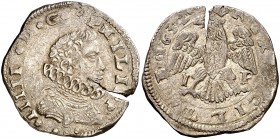 1632. Felipe IV. Messina. I-P. 4 tari. (Vti. 177) (MIR. 355/9). 10,52 g. Grieta, pero buen ejemplar. MBC+.