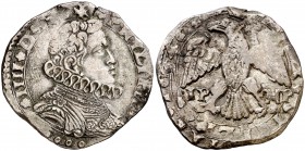 1646. Felipe IV. Messina. IP-MP. 4 tari. (Vti. 186) (MIR. 355/17). 10,51 g. Fecha 16446 por doble acuñación. Ex Colección Rocaberti, Áureo 19/05/1992,...