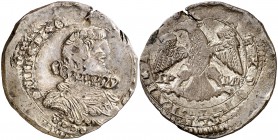 (1643-1650). Felipe IV. Messina. IP-MP. 4 tari. (Vti. tipo 31) (MIR. tipo 355). 10,61 g. Parte de brillo original. MBC+.