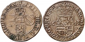1643. Felipe IV. Amberes. 1 liard. (Vti. 429) (Vanhoudt 653.AN). 3,70 g Buen ejemplar. Ex Áureo 16/03/1993, nº 350. Escasa así. MBC+.