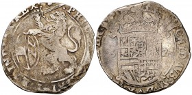 (1)624. Felipe IV. Amberes. 1 escalín. (Vti. 533) (Vanhoudt 648.AN). 4,87 g. BC+.