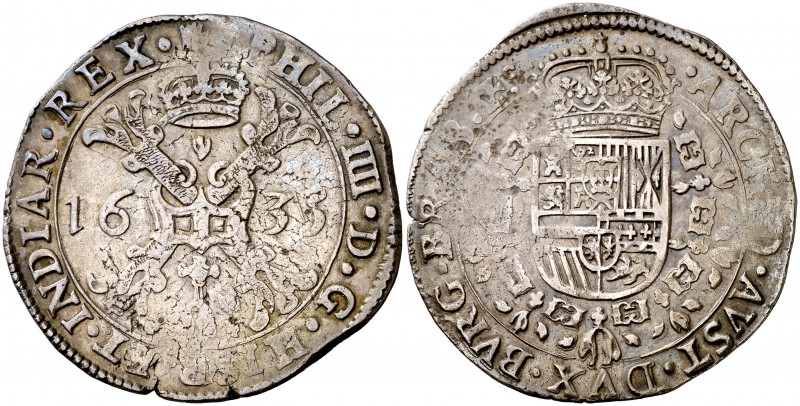 1635. Felipe IV. Amberes. 1/2 patagón. (Vti. 738) (Vanhoudt 646.AN). 13,70 g. Bo...