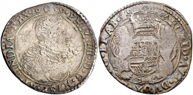 1659. Felipe IV. Amberes. 1/2 ducatón. (Vti. 878) (Vanhoudt 643.AN). 16,03 g. Ex Colección Rocaberti, Áureo 19/05/1992, nº 480. Ex Colección Balsach. ...