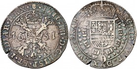 1651. Felipe IV. Amberes. 1 patagón. (Vti. 954) (Vanhoudt 645.AN). 27,72 g. Pátina. Ex Áureo 28/10/1993, nº 250. MBC.