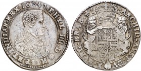 1647/6. Felipe IV. Amberes. 1 ducatón. (Vti. 1335 var) (Vanhoudt 642.AN var). 32,64 g. Impurezas. Pátina. Ex Colección Rocaberti, Áureo 19/05/1992, nº...