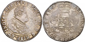1648. Felipe IV. Amberes. 1 ducatón. (Vti. 1336) (Vanhoudt 642.AN). 32,33 g. Preciosa pátina. Escasa así. MBC+.
