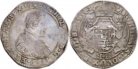 1660. Felipe IV. Amberes. 1 ducatón. (Vti. 1248) (Vanhoudt 642.AN). 32,27 g. Leves rayitas. Pátina. Ex Áureo 18/01/1995, nº 693. MBC/MBC+.