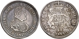 1639. Felipe IV. Amberes. Doble ducatón. (Vti. 1257) (Vanhoudt 642.AN P2). 63,51 g. Bella. Muy rara y más así. EBC-.