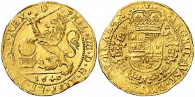 1649. Felipe IV. Amberes. 1 soberano (león de oro). (Vti. 1436) (Vanhoudt 638.AN). 5,55 g. Bella. Brillo original. Ex Áureo 26/04/1994, nº 748. Rara. ...