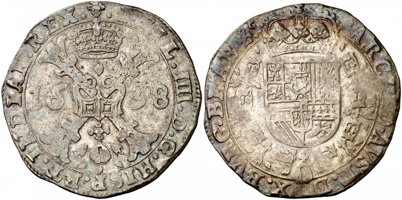 1638. Felipe IV. Bruselas. 1 patagón. (Vti. 1011) (Vanhoudt 645.BS). 27,90 g. Pá...