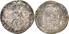 1642. Felipe IV. Bruselas. 1 patagón. (Vti. falta) (Vanhoudt 645.BS). 27,46 g. Pátina. Fecha rara. MBC.