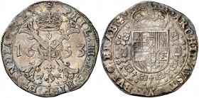 1653. Felipe IV. Bruselas. 1 patagón. (Vti. 1022) (Vanhoudt 645.BS). 27,88 g. Buen ejemplar. Escasa así. EBC-.