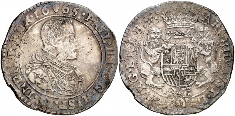 1665. Felipe IV. Bruselas. 1 ducatón. (Vti. 1320) (Vanhoudt 642.BS). 32,31 g. De...