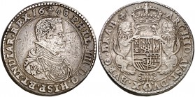1648. Felipe IV. Bruselas. Triple ducatón. (Vti. 1343) (Vanhoudt 642.BS P3). 96,28 g. Golpecitos. Rarísima. MBC+.