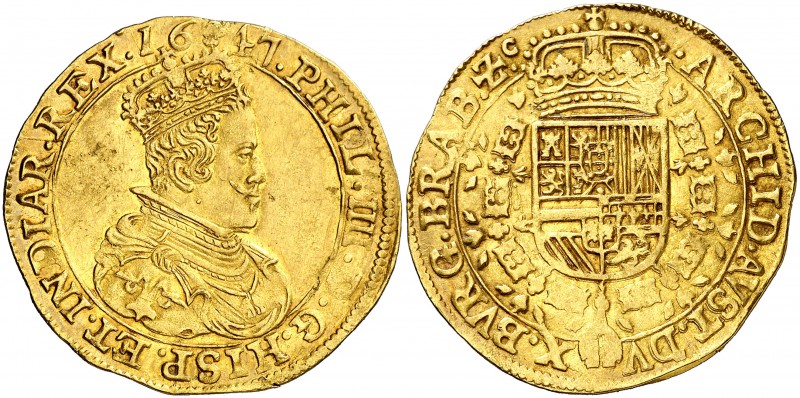 1647. Felipe IV. Bruselas. Doble soberano. (Vti. 1547, error foto) (Vanhoudt 637...