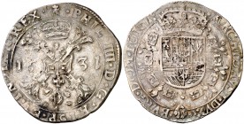 1631. Felipe IV. Tournai. 1 patagón. (Vti. 1118) (Vanhoudt 645.TO). 28,15 g. Bonita pátina. MBC+.