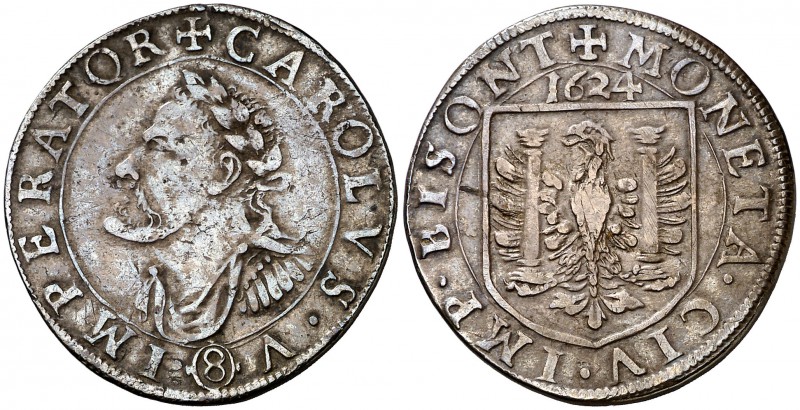 1624. Felipe IV. Besançon. 1/4 de patagón. (Vti. falta) (P.A. 5414). 7,97 g. A n...