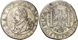 1641. Felipe IV. Besançon. 1/2 patagón. (Vti. 1656) (P.A. 5412). 13,93 g. A nombre y busto de Carlos I. Rara. MBC+.