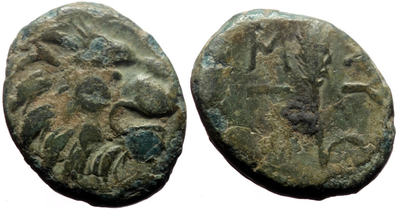 Thrace, Lysimacheia AE (Bronze, 2.71g, 15mm) ca 225-199/8 BC. 
Obv: Lion head to...