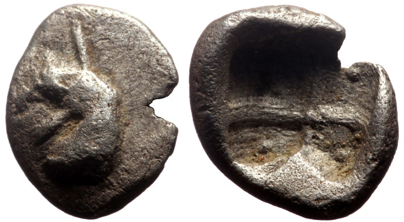 Ionia, Teos AR Hemiobol (Silver, 0.26g, 7mm) ca 475-450, 
Obv: Gryphon head r. 
...