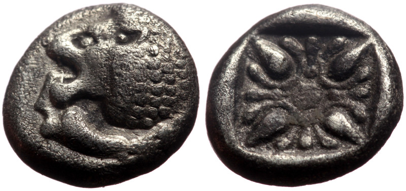 Ionia, Miletos AR (Silver, 1.11g, 9mm) ca 525-475 BC.
Obv: Forepart of lion to r...