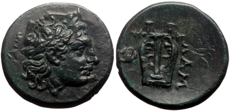 Mysia, Lampsakos AE (Bronze, 6.92, 20mm) ca. 2nd-1st century BC.
Obv.: Laureate ...