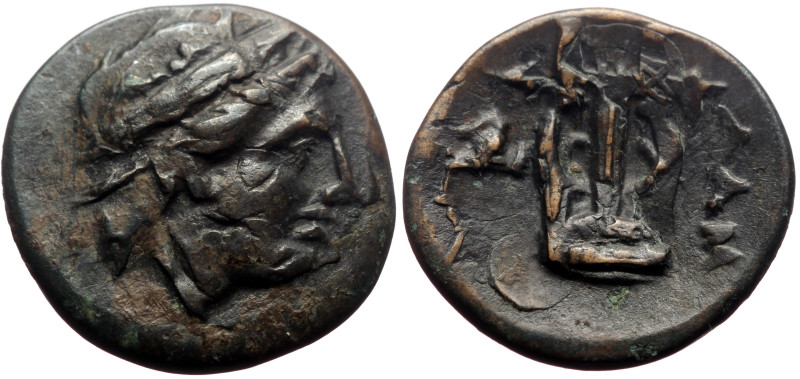 Mysia, Lampsakos AE (Bronze, 3.06, 18mm) ca. 2nd-1st century BC.
Obv.: Laureate ...