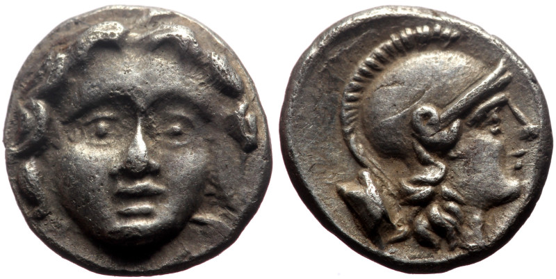 Pisidia, Selge AR Obol (Silver, 1.02g, 10mm) ca 350-300 BC. 
Obv: Facing gorgone...