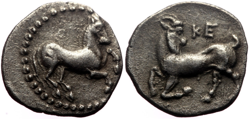 Cilicia, Kelenderis AR Obol (Silver, 0.71g, 11mm) ca 425-400 
Obv: Horse prancin...