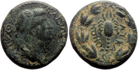 *Just 10 specimens known to RPC, 4 specimens recorded by acsearch*
Galatia, Uncertain mint of Lycaonia AE (Bronze, 14.97g, 25mm) Antiochus IV of Comma...