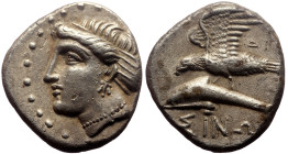 Paphlagonia, Sinope AR Drachm. (Silver,4.88g, 19mm), Diony-, magistrate, ca 330-300 BC. 
Obv: Head of Nymph left, with hair in sakkos, circular border...