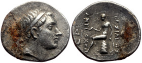 Seleukid Kings of Syria, Seleukos IV (187-175 BC) AR Drachm (Silver, 4.09g, 18mm) Soli mint. 
Obv: Diademed head of Antiochos III right 
Rev: Apollo s...
