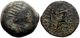 Seleukid Kings of Syria, Antiochos IV Epiphanes (175-164 BC) AE (Bronze, 3.74g, 16mm) Seleukeia on the Tigris, ca 173/2–164 BC. 
Obv: Radiate and diad...