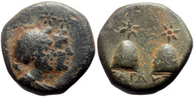 Asia Minor, Uncertain AE (Bronze, 5.36g, 16mm) ca 3rd - 2nd cent. BC
Obv: Jugate heads of the Dioscuri right, each surmounted by star
Rev: KAPΛYTΩN, C...