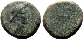 Unidentified Greek AE (Bronze, 2.37g, 12mm)
Obv: Hermes Head wearing petasos. Kerykeion behind
Rev: Trident , illegible ethnic across the fields
Ref: ...