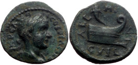 Thrace, Coela AE (Bronze, 3.08g, 18mm) Gordian III (238-244)
Obv: Laureate, draped, and cuirassed bust to right
Rev: AEL MVNI CVIL. Prow to right, cor...