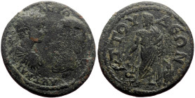 *Never recorded by acsearch*
Caria, Attuda AE (Bronze, 13.15g, 30mm) Caracalla (Caesar) under Septimius Severus (193-211). Eveidences of damnatio memo...